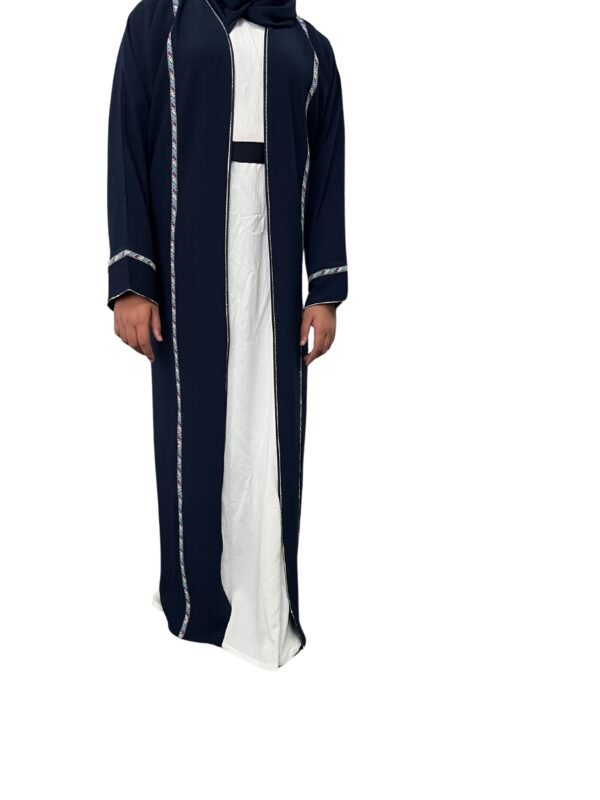 Blue Open Zip Abaya