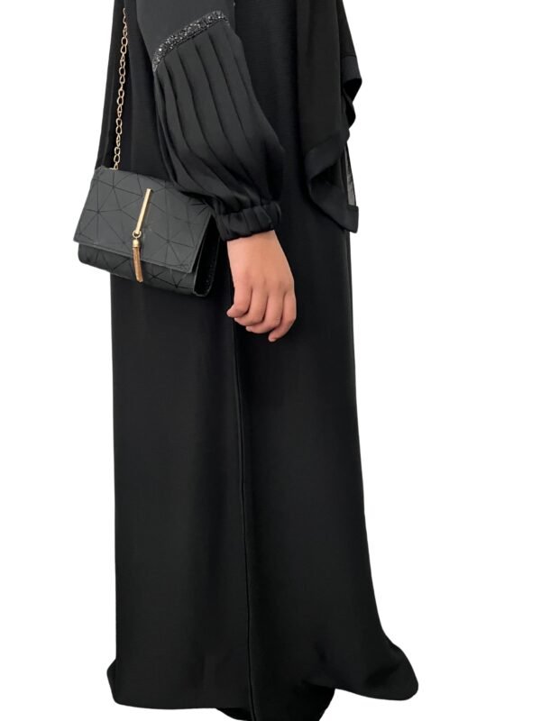 Closed plain black abaya in Dubai zoom material